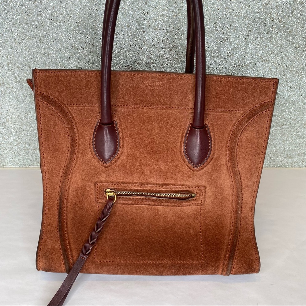 Celine Medium Phantom Medium Luggage Tote Brown Suede - Picture 2 of 16